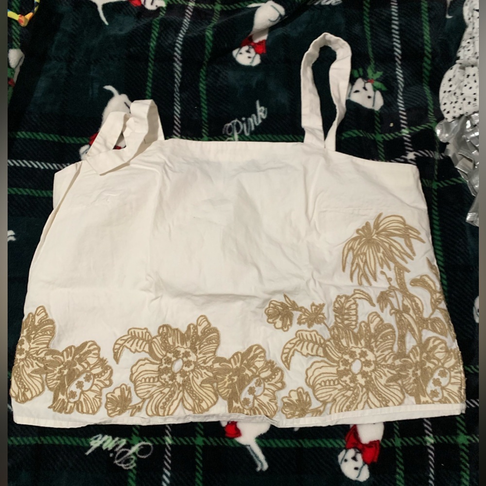 Banana Republic Factory White and Tan Crop Top